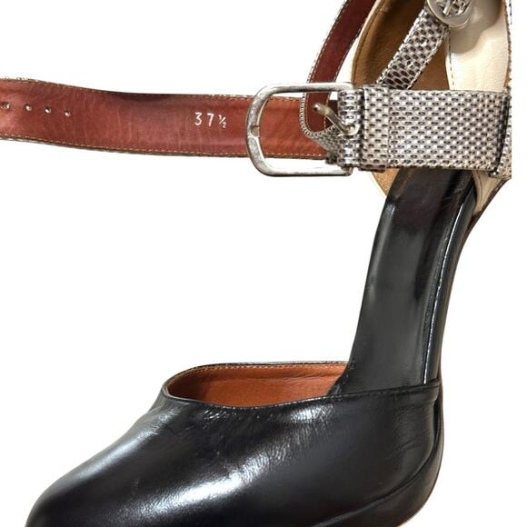 Dries Van Noten Leather D'orsay black cream gold platform pumps Size 37.5/US7 - Picture 11 of 15